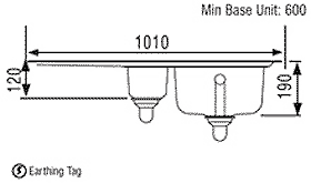 Technical image of Rangemaster Manhattan 1.5 Bowl Stainless Steel Sink, Left Hand Drainer.