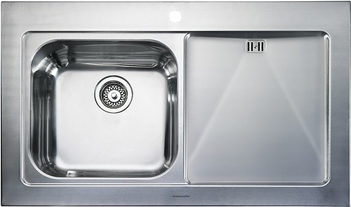 Larger image of Rangemaster Mezzo 1.0 Bowl Stainless Steel Sink, Right Hand Drainer.