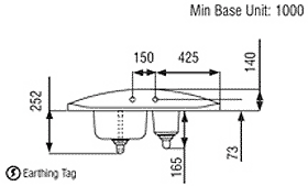 Technical image of Rangemaster Roma Gemini 1.25 Bowl Neostone Sink, Right Hand Drainer.