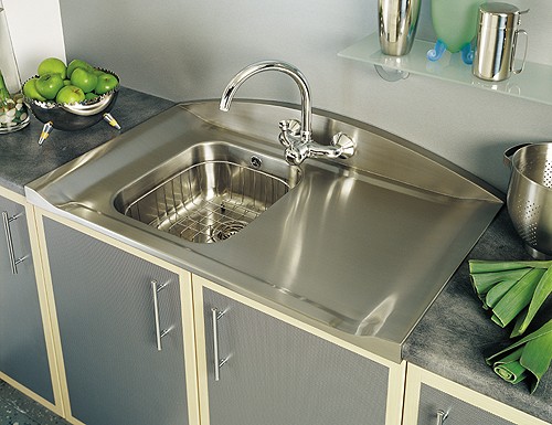 Example image of Rangemaster Roma 1.0 Bowl Stainless Steel Sink, Right Hand Drainer.