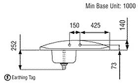 Technical image of Rangemaster Roma 1.0 Bowl Stainless Steel Sink, Right Hand Drainer.