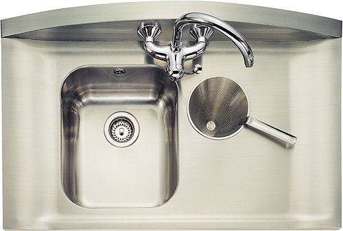 Larger image of Rangemaster Roma 1.25 Bowl Stainless Steel Sink, Right Hand Drainer.