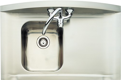 Larger image of Rangemaster Roma 1.0 Bowl Stainless Steel Sink, Right Hand Drainer. 665mm.