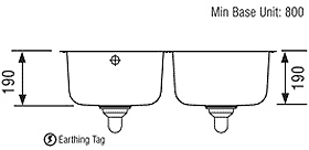 Technical image of Rangemaster Atlantic Undermount 2.0 Bowl Steel Kitchen Sink.