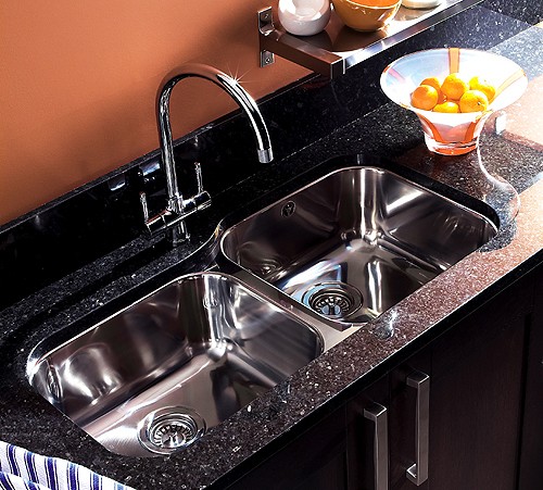 Example image of Rangemaster Atlantic Undermount 1.75 Bowl Steel Sink, Left Hand Bowl.