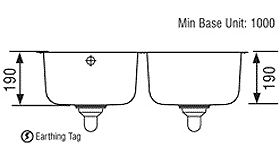 Technical image of Rangemaster Atlantic Undermount 1.75 Bowl Steel Sink, Left Hand Bowl.