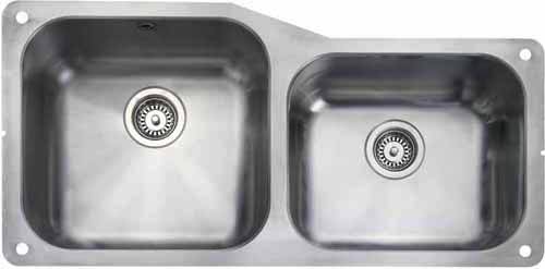 Larger image of Rangemaster Atlantic Undermount 1.75 Bowl Steel Sink, Right Hand Bowl.