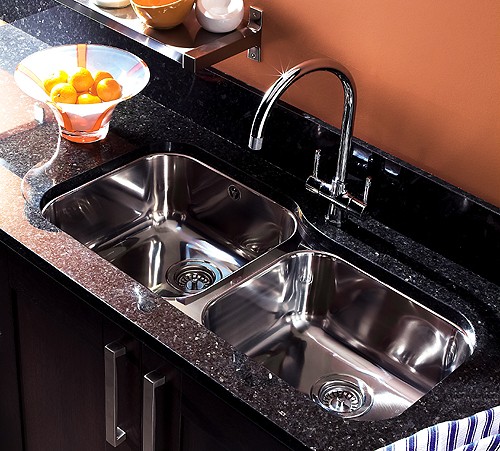 Example image of Rangemaster Atlantic Undermount 1.75 Bowl Steel Sink, Right Hand Bowl.