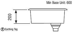 Technical image of Rangemaster Atlantic Undermount 1.0 Bowl Steel Sink, Right Hand Waste.