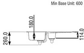 Technical image of Rangemaster RangeStyle 1.5 Bowl Black Sink With Brass Tap & Waste.