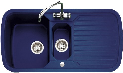 Larger image of Rangemaster RangeStyle 1.5 Bowl Regal Blue Sink With Chrome Tap & Waste.