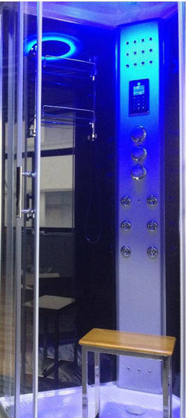 Example image of Lisna Waters Quadrant Steam Shower Enclosure 900x900 (Black Sparkle).