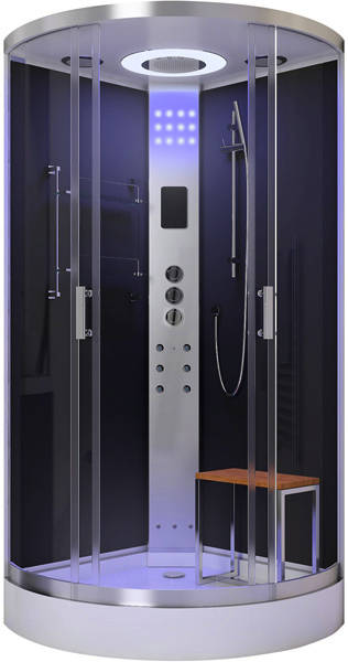 Example image of Lisna Waters Quadrant Steam Shower Enclosure 900x900mm (Black Glass).