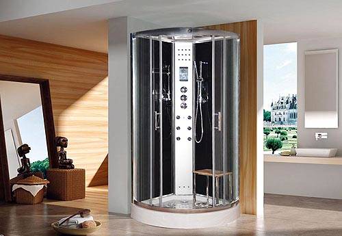 Example image of Lisna Waters Quadrant Steam Shower Enclosure 900x900mm (Black Glass).