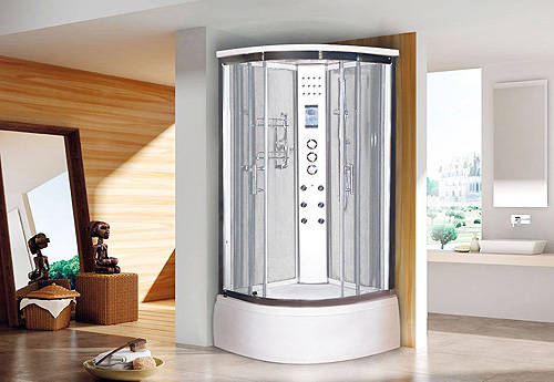 Example image of Lisna Waters Quadrant Steam Shower Enclosure 900x900mm (White Glass).