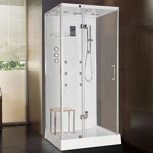 Larger image of Lisna Waters Square Steam Shower Enclosure 900x900mm (White Glass).