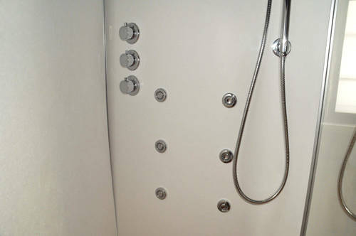Example image of Lisna Waters Square Shower Cabin With Hinged Door 900x900mm (White).