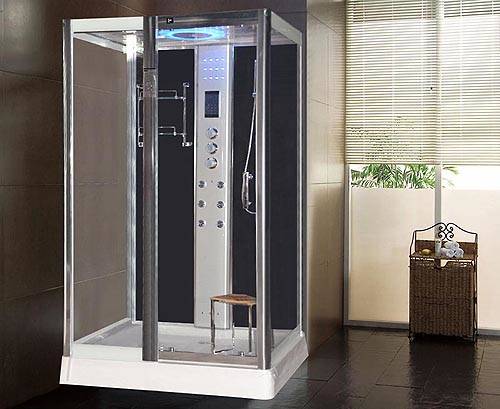 Example image of Lisna Waters Rectangular Steam Shower Pod 1200x900mm (Black).