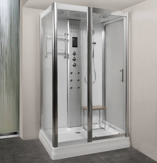 Larger image of Lisna Waters Rectangular Steam Shower Pod 1200x900mm (White).
