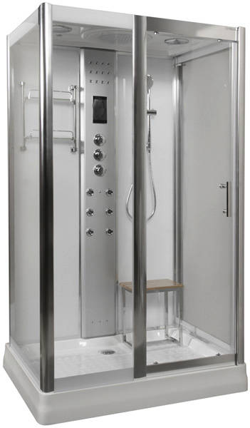 Example image of Lisna Waters Rectangular Steam Shower Pod 1200x900mm (White).