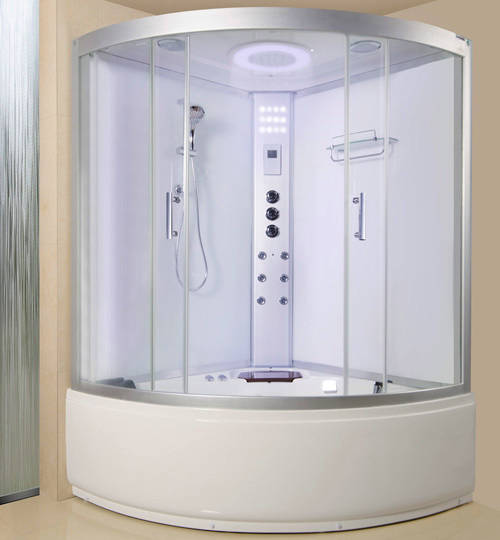 Larger image of Lisna Waters Corner Steam Shower Whirlpool Bath Enclosure 1350x1350.