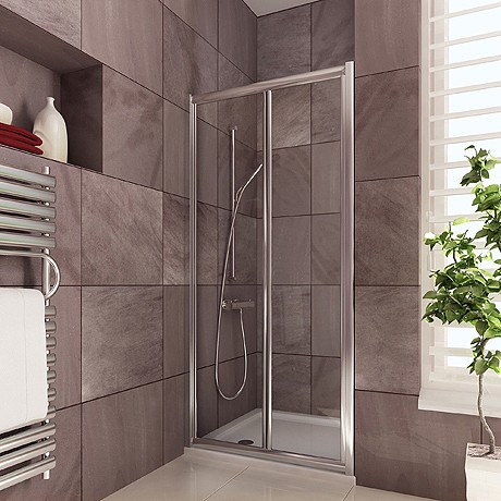 Larger image of Matrix Enclosures Infinity Bi-Fold Shower Door With 8mm Thick Glass, 800mm.
