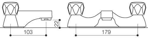 Technical image of Mayfair Alpha Bath Filler Tap (Chrome).