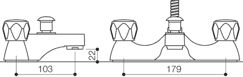 Technical image of Mayfair Alpha Bath Shower Mixer Tap With Shower Kit (Chrome).