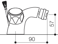 Technical image of Mayfair Alpha Mono Bidet Mixer Tap With Pop Up Waste (Chrome).