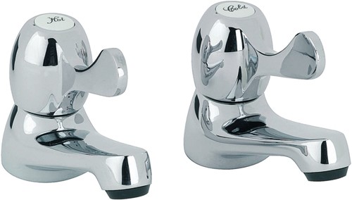 Larger image of Mayfair Alpha Basin Taps With Lever Handles (Pair, Chrome).