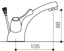 Technical image of Mayfair Alpha Mono Basin Mixer Tap With Lever Handles & Pop Up Waste.