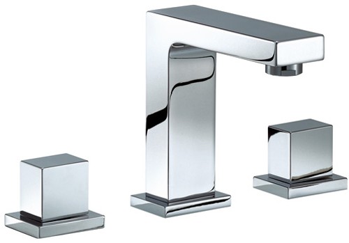 Larger image of Mayfair Blox 3 Tap Hole Basin Mixer Tap With Click-Clack Waste (Chrome).