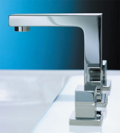 Example image of Mayfair Blox 3 Tap Hole Basin Mixer Tap With Click-Clack Waste (Chrome).