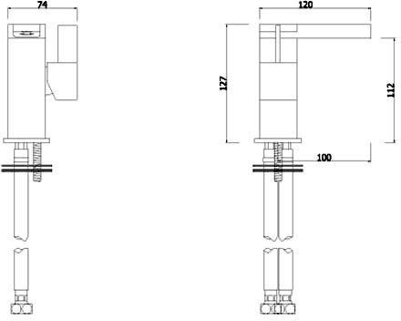 Technical image of Mayfair Dream Waterfall Basin & Bath Shower Mixer Tap Set (Free Shower Kit).