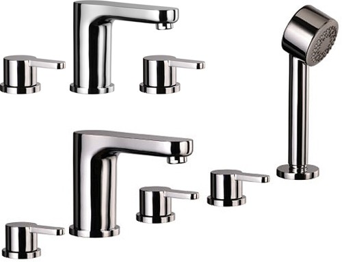 Larger image of Mayfair Eion 3 Hole Basin & 5 Hole Bath Shower Mixer Tap Set (Chrome).