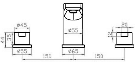 Technical image of Mayfair Eion 3 Hole Basin & 5 Hole Bath Shower Mixer Tap Set (Chrome).