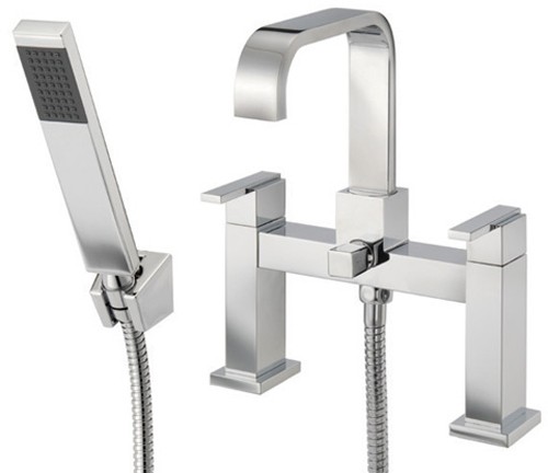Larger image of Mayfair Flow Bath Shower Mixer Tap With Shower Kit (High Spout, Chrome).