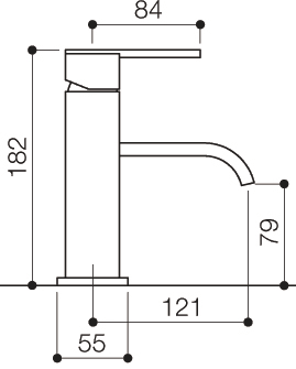 Technical image of Mayfair Ice Fall Lever Mono Basin Mixer Tap (Chrome).