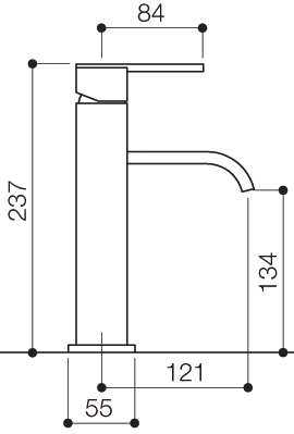 Technical image of Mayfair Ice Fall Lever Basin Mixer Tap, Freestanding, 237mm High.