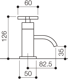 Technical image of Mayfair Ice Fall Cross Bath Taps (Pair, Chrome).