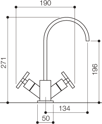 Technical image of Mayfair Ice Fall Cross Mono Basin Mixer Tap (Chrome).