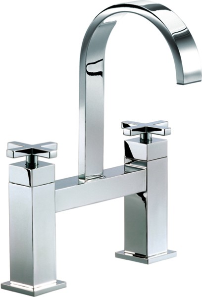 Larger image of Mayfair Ice Fall Cross Bath Filler Tap (High Spout, Chrome).