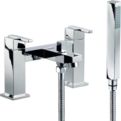 Larger image of Mayfair Ice Quad Lever Bath Shower Mixer Tap With Shower Kit (Chrome).