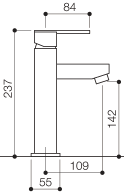 Technical image of Mayfair Ice Quad Lever Basin Mixer Tap, Freestanding, 237mm High.