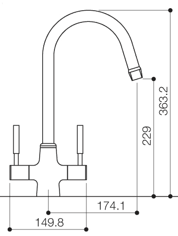 Technical image of Mayfair Kitchen Astor Monoblock Kitchen Tap With Swivel Spout (Chrome).