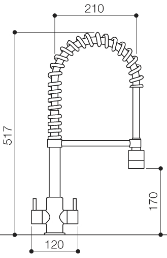 Technical image of Mayfair Kitchen Syncro Monoblock Kitchen Tap With Pull Out Rinser (Chrome).