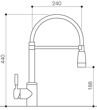 Technical image of Mayfair Kitchen Astro Monoblock Kitchen Tap With Pull Out Rinser (Chrome).