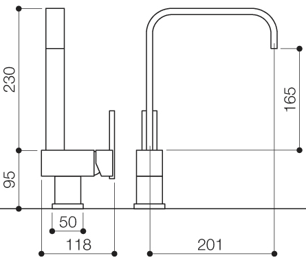 Technical image of Mayfair Kitchen Flow Monoblock Kitchen Tap With Swivel Spout (Chrome).