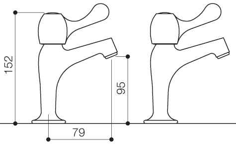 Technical image of Mayfair Kitchen Alpha Lever High Neck Kitchen Pillar Taps (Pair, Chrome).