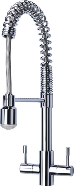 Larger image of Mayfair Kitchen Groove Kitchen Mixer Tap With Pull Out Rinser (Chrome).